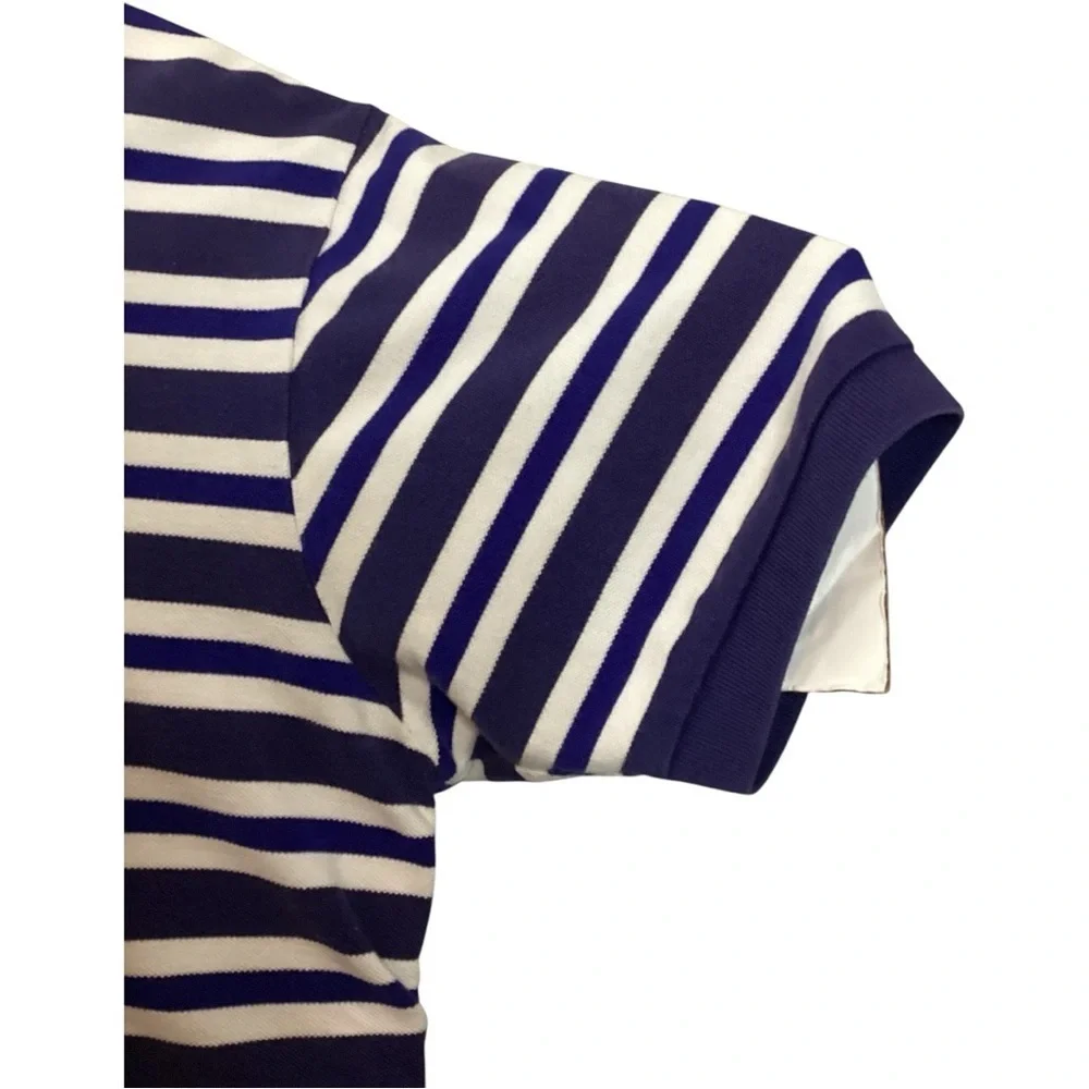 Ralph Lauren Men's Navy and White Striped Polo Shirt Size XL